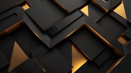 Modern and stylish abstract design poster with golden lines and black geometric pattern.