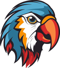 Elegant Macaw Head Illustration Colorful Macaw Head Design