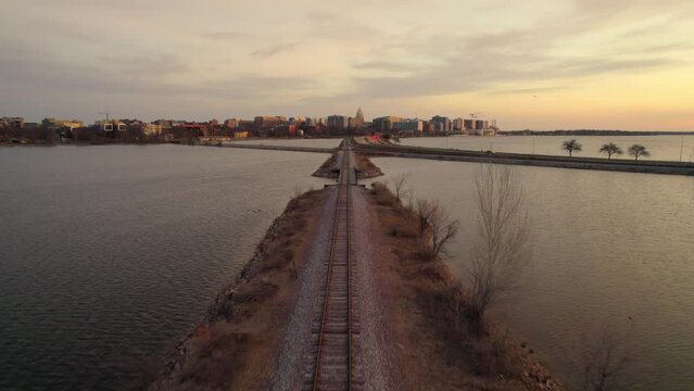 Madison Wisconsin train track flight. 