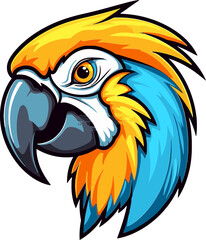 Colorful Macaw Head Design Exotic Bird Head Illustration - obrazy, fototapety, plakaty