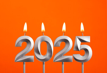 Happy New Year 2025 - Candles in the form of lit numbers