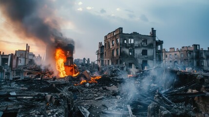 Scorched Earth: Desolation and Ruins Amidst Warfare