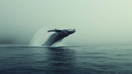 Fototapeta premium Graceful Humpback Leaping in the Sea