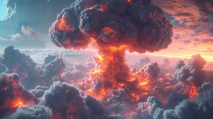 Apocalyptic Skyline: Nuclear Fury Unleashed - obrazy, fototapety, plakaty