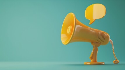 A striking 3D illustration of a megaphone paired with a speech bubble