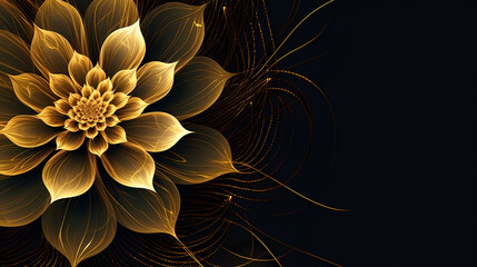 Golden flowers background illustration elegant and beautiful
