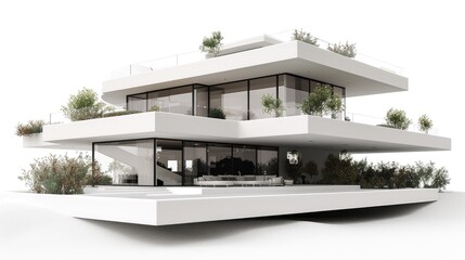 Fototapeta premium Minimalist Opulence: White Mansion Living