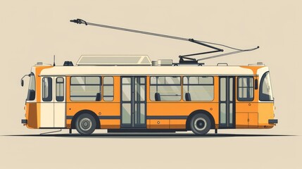 A detailed vector illustration showcasing the technical aspects of a compact trolleybus