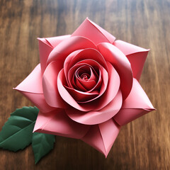 Paperstyle origami red rose, origami flower, origami red rose, red rose