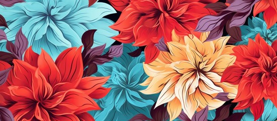 Abstract flower seamless pattern material.