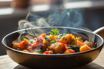 Ratatouille Delight in Warm Light, A Symphony of Vegetables