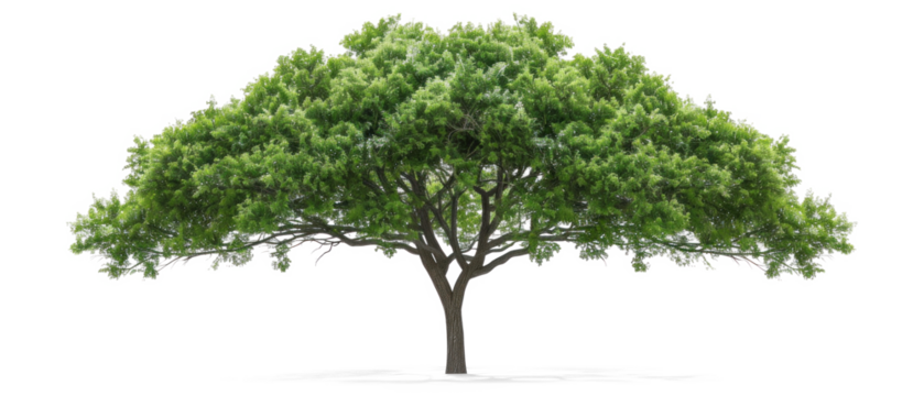 Large vibrant solitude tree on isolated background