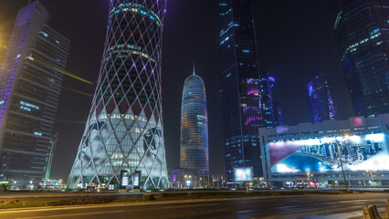 The skyline of the West Bay area in Doha timelapse hyperlapse, Qatar.