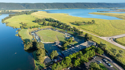 Drone aerial photograph of the scenic and popular sporting and recreational facility at the Penrith...