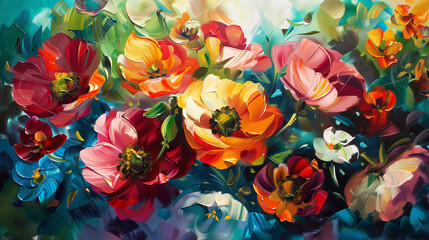 Red and yellow flower. AI generated art illustration.