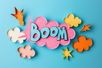 Colorful boom text in 3d comic style