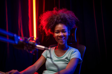 Naklejka premium Young Podcaster Creating Content in Studio.
