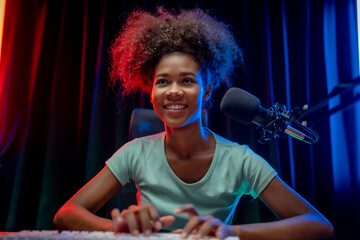 Young Podcaster Creating Content in Studio.