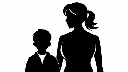  mam and son silhouette vector svg file