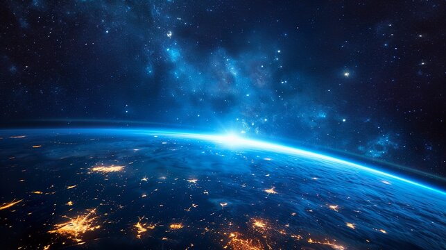 starry space life blue planet earth background