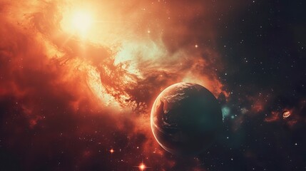 fantasy alien planet outer galaxy show futuristic background - obrazy, fototapety, plakaty