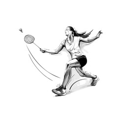 Badminton player in dynamic action