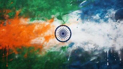 National flag of India with a cloud of colored button on a black background, Indian flag colors tech wallpaper - obrazy, fototapety, plakaty