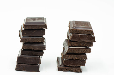 world chocolate day .pieces of chocolate on white background,