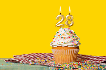 Birthday Cake With Candle Number 28