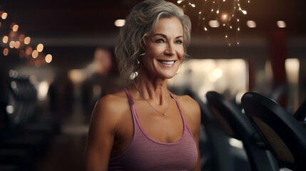 Fototapeta na wymiar AI-Generated Image of Mature Woman at Gym 8K
