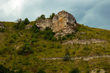 Rocky mountains of the Bakota Bay, Dniester river, Podilski tovtry National park, Khmelnitskiy region of Western Ukraine.