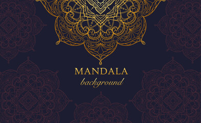 Vector luxury ornamental indian mandala design background in gold color