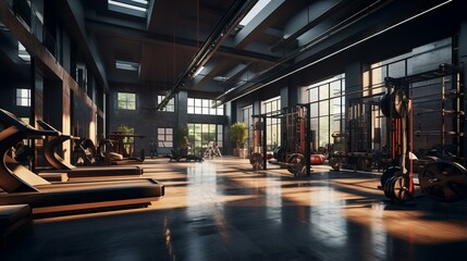 Contemporary Spotless Fitness Gym Center Interior

