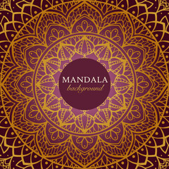 Vector luxury ornamental indian mandala design background in gold color