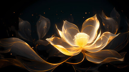 Golden luxury impressionistic floral design background