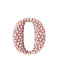 Symbols made from red soccer balls. letter o
