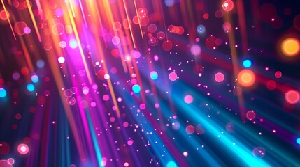 Abstract Neon Purple and Blue Color Light Beam. Horizontal Line Glowing Background.
