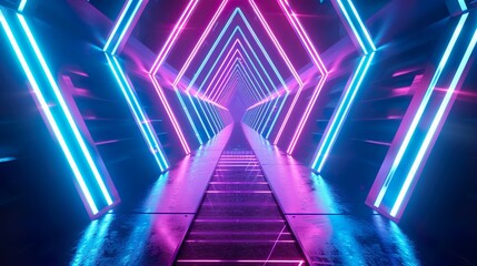 hyper harp tunnel futuristic neon futuristic background