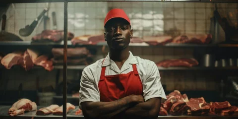 Fotobehang African American butcher Generative AI © València