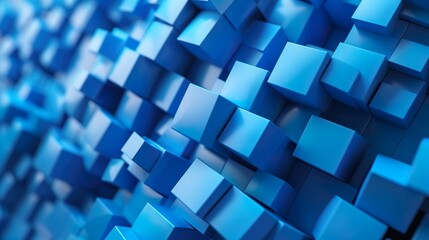 Blue 3D shapes form a business abstract background.