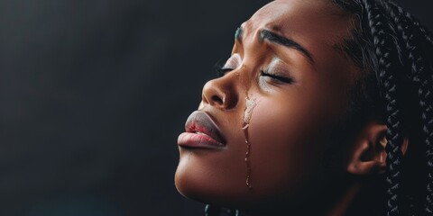 young african american woman praying to god in tears Generative AI - obrazy, fototapety, plakaty