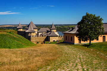Fototapeta na wymiar The Khotyn Fortress is a fortification complex located on the right bank of the Dniester River in Khotyn, Western Ukraine