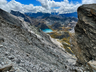 Scenic Alpine Trails: Lake Exploration in Val d'Isere, aiguille de la grande sassière, France