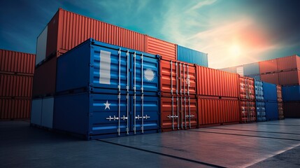 Fototapeta premium container terminal full shipment background