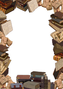 Book frame without PNG background for printing design of bookstore and publishing house