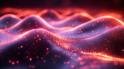 Abstract Waves, Bokeh, Dots background technology glow, neon