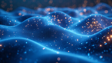Fototapeta premium Abstract Waves, Bokeh, Dots Futuristic Blue Technology Stars