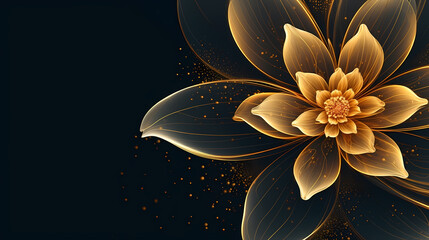 Golden flowers abstract background organic fractal structure macro geometric illustration