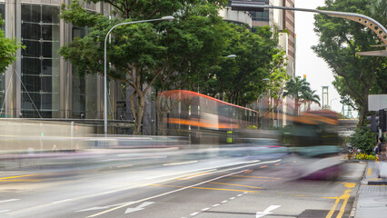 Singapore traffic around the city centre timelapse.