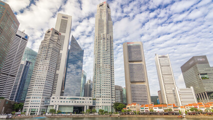 Fototapeta na wymiar Downtown skyscrapers office buildings of modern megalopolis timelapse hyperlapse
